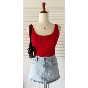 Attriance Deep Red Corset Cropped Top